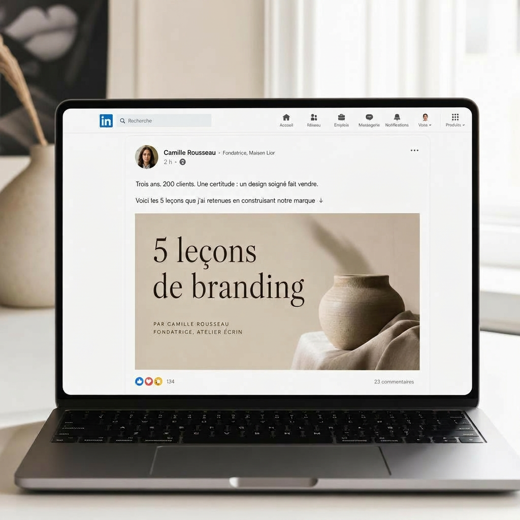 Publication LinkedIn premium B2B annonce professionnelle