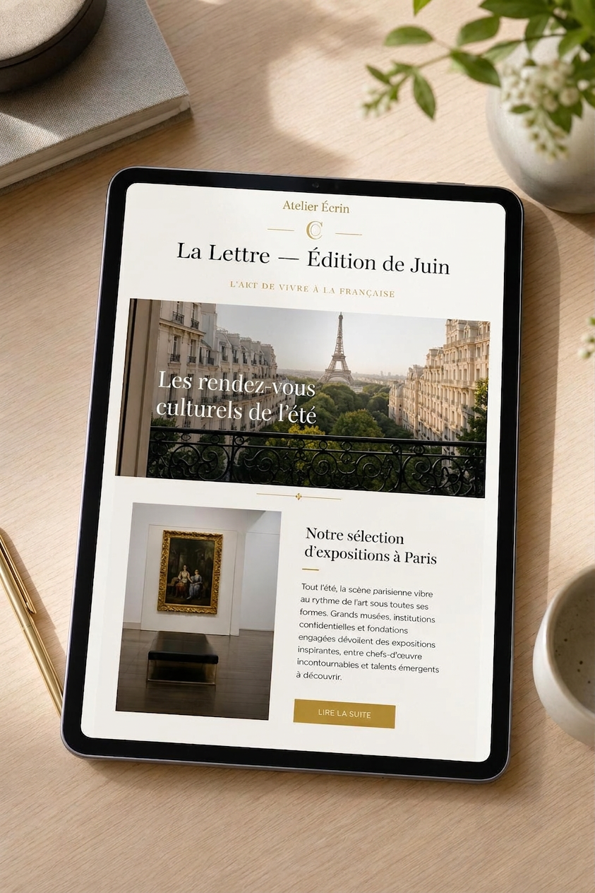 Newsletter premium avec design éditorial sur-mesure